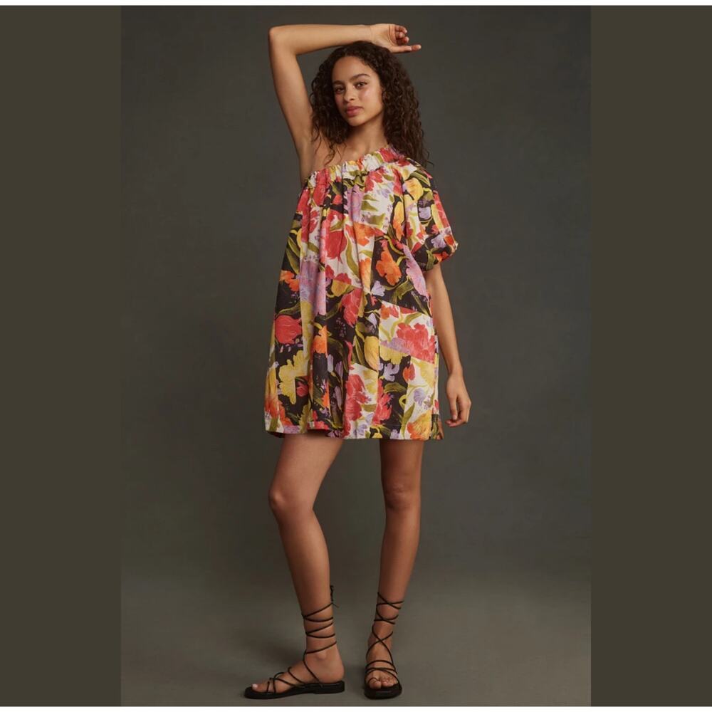 Yukiko Noritake x Anthropologie One-Shoulder Mini Shift Dress Size XL NWT